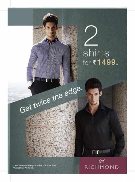 Offer at Westside - Get 2 Richmond Men's shirts for Rs.1499. From 15 to ...