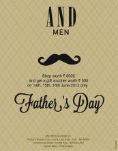 AND Men Father's Day Offer - Shop Worth Rs. 5000 & get a gift voucher worth Rs.500 from 14 to 16 June 2013