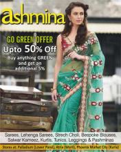 Up to 50% off on Ashmina ethnic wear in Mumbai. Sarees, Lehengas, Stretch Choli, Bespoke Blouses, Salwar Kameez, Kurtis, Tunics, Leggings & Pashminas 