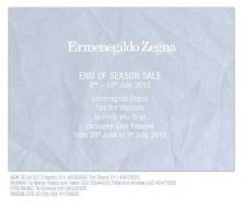 End of Season Sale at Ermenegildo Zegna from 2 to 15 July 2012