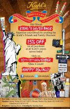 15% off friends & family Diwali discount on 10 & 11 November 2012 on all purchases at all Kiehl's stores in India