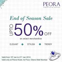 Peora - Sterling Silver Jewellery End Of Season Sale - Upto 50% off from 15 to 21 January 2014 at Oberoi Mall, Goregaon. Buy glittering merchandise from Peora at eye-catching rates. Don’t miss this shining opportunity.