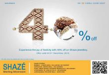 Enjoy the joy of festivity with 40% off on Shaze jewellery - offer valid until 31 December 2012