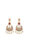 22K Gold earings with Pearls,fine cut diamonds, polki and cabochan rubies by Tanya Rastogi, Director, Lala Jugal Kishore Jewellers