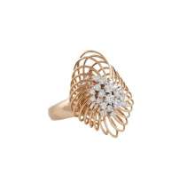 18k rose gold contemporary ring with white round diamonds by Manubhai Jewellers