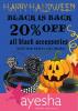 Halloween Offer - Black is Back, 20% off on all black accessories from 22 to 31 October 2012 at Ayesha Accessories Mumbai. Funk up your wardrobe this halloween with all-black accessories by Ayesha!