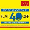 End of Season Sale: Get FLAT 40% OFF, only for this weekend! Both in W for Woman Stores & Online on http://shopforw.com/! Grab the opportunity now!
