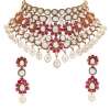 Necklace Set by ANMOL crafted in 18 K gold and set with rubies, pearls and uncut diamonds