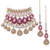 Necklace Set by ANMOL crafted in 18 K gold and set with rubies, pearls, uncut diamonds and rosecut diamonds