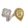 Solitaire Ring crafted with 1.01 ct asscher cut diamond & 1.05 ct yellow drop diamond