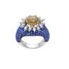 Ring by Anmol Jewellers crafted in 18 K gold and set with blue sapphires, yellow diamonds and marquise diamonds