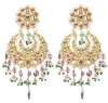 22K Gold festive Chandbalis with Pink pastel beads, white and green small beads by Tanya Rastogi for Lala Jugal Kishore Jewellers