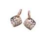 18K rose gold earrings studded with black diamonds, champagne diamonds and white round diamonds by Manubhai Jewellers
