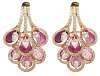 Earrings craftedin 18k gold with marquise diamonds, pink semi precious stones by Tanya Rastogi for Lala Jugal Kishore Jewellers