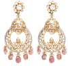 Jhumkas crafted in 18K gold with polki and pink semi precious stones for Lala Jugal Kishore Jewellers
