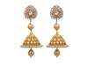 22k textured gold chandaliers with jadao polki, fine cut diamonds and authentic Basra Pearls by Tanya Rastogi for Lala Jugal Kishore Jewellers